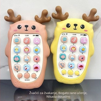 Dječja žvačkalj telefonska igračka s glazbom i pričama; plastično kućište; napajanje baterijama