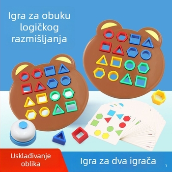 Geometrijska igra za slaganje geometrijskih oblika za djecu - prepoznavanje boja i vježba koncentracije - obiteljska interaktivna društvena igra (plastika; ravna ploča; pogodna za uzrast 7–14 godina; pakiranje mrežaste vrećice; višefunkcionalna)