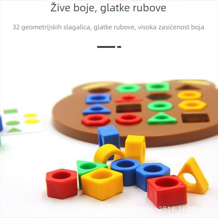 Geometrijska igra za slaganje geometrijskih oblika za djecu - prepoznavanje boja i vježba koncentracije - obiteljska interaktivna društvena igra (plastika; ravna ploča; pogodna za uzrast 7–14 godina; pakiranje mrežaste vrećice; višefunkcionalna)