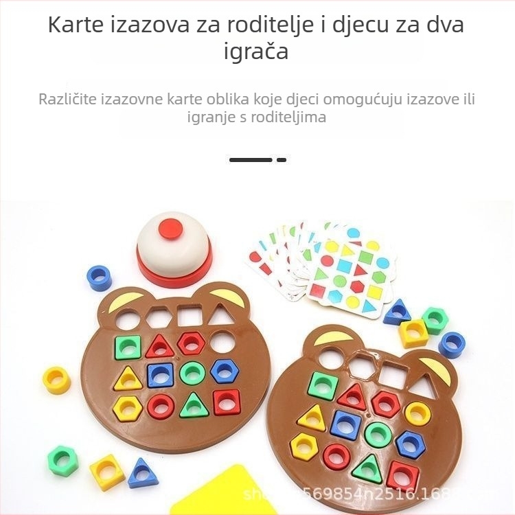 Geometrijska igra za slaganje geometrijskih oblika za djecu - prepoznavanje boja i vježba koncentracije - obiteljska interaktivna društvena igra (plastika; ravna ploča; pogodna za uzrast 7–14 godina; pakiranje mrežaste vrećice; višefunkcionalna)