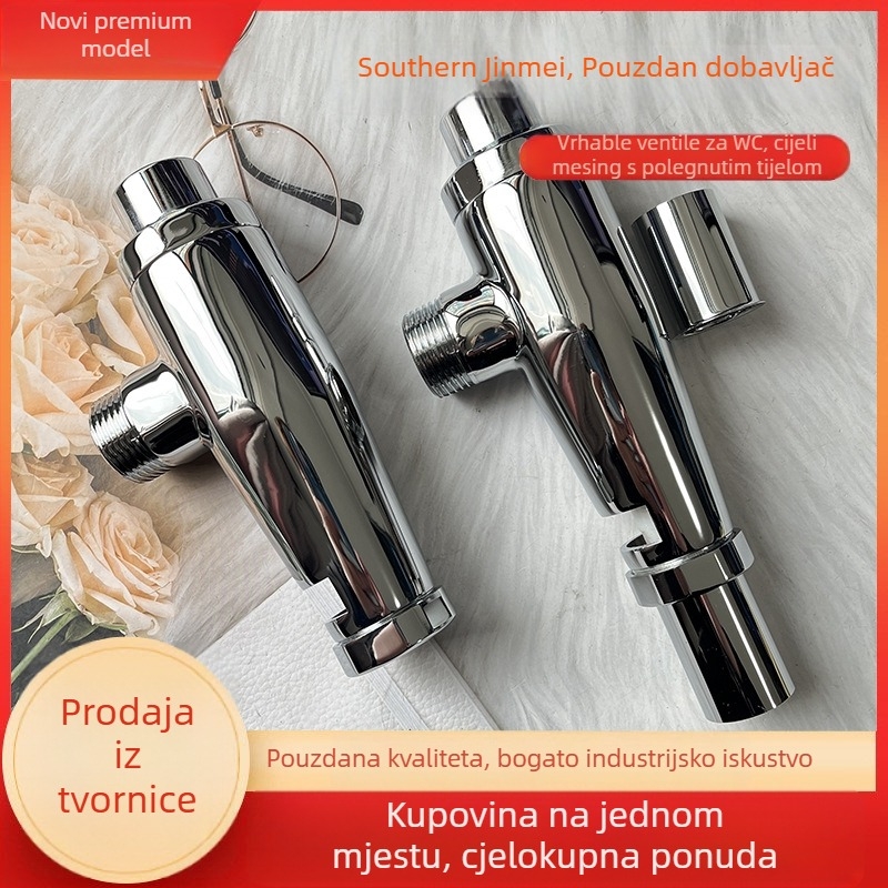 Ventil za ispiranje toaleta, bakreni, ručno pritisnuti s odgodom, tip pritiska, izlaz vode 1 inč, vrijeme ispiranja 3-10 sekundi