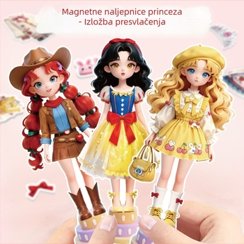 Magnetske naljepnice za oblačenje princeze za djevojčice, tiha knjiga, 3D naljepnice bez rezanja, DIY edukativna igračka za uzrast 3–6 godina