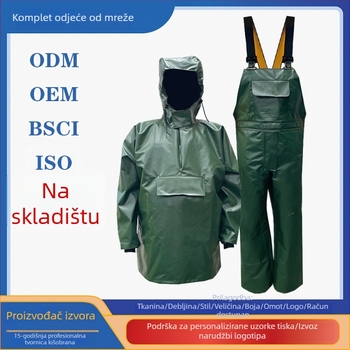 Ribolovni kišni komplet s wadersima, naramenicama i čizmama za hodanje po vodi – teški vodootporni komplet s PVC ljepilom, debljina tkanine 0,45–0,65