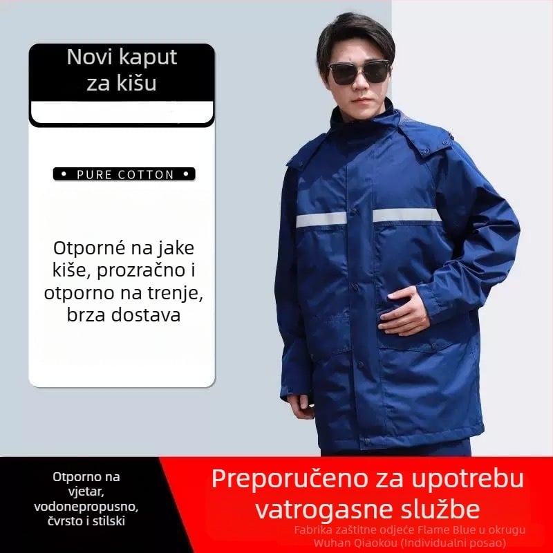 Set jakne i hlača za kišu za biciklizam, podijeljeni kišni kaput, PVC tkanina, vodootporni sloj s PVC ljepilom, odrasla osoba