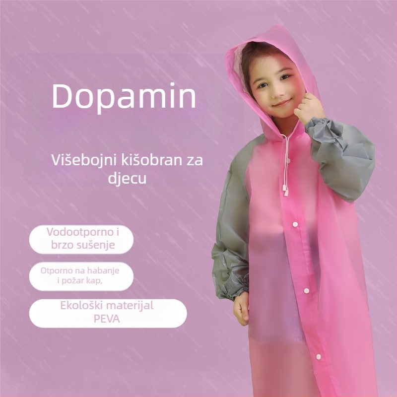 Dječji kišni pončo, jednovrstan dizajn, PEVA tkanina 0,15 mm, vodootporan i otporan na mrlje, model 80919