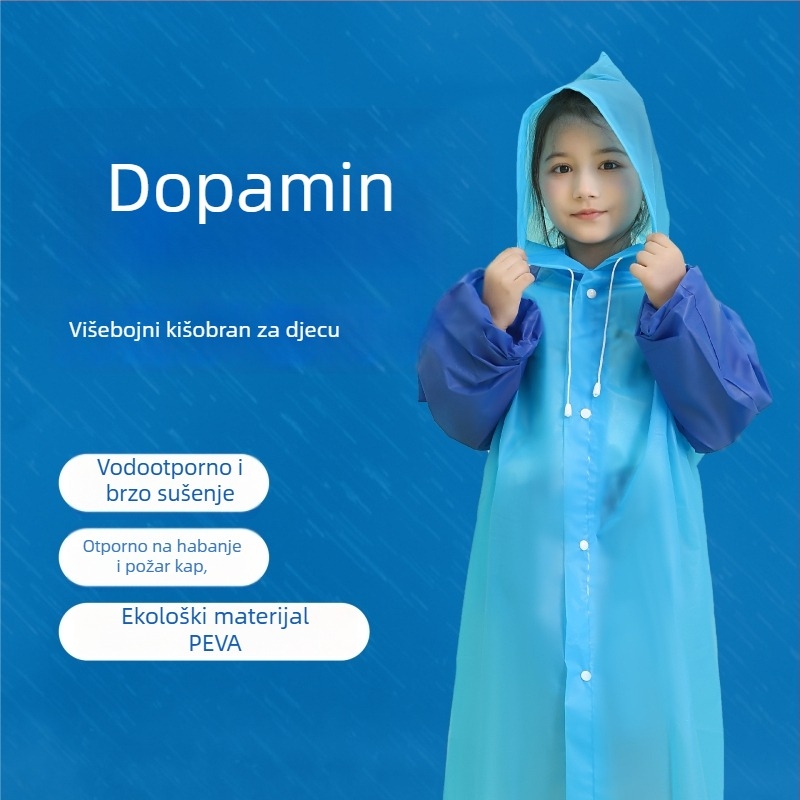 Dječji kišni pončo, jednovrstan dizajn, PEVA tkanina 0,15 mm, vodootporan i otporan na mrlje, model 80919