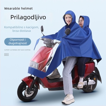 Kišni pončo za električno vozilo s debelim vidljivim instrument pločom, dugačak, cijelo tijelo vodootporan pončo od Oxford platna s PVC premazom, debljina tkanine 0.6, za odrasle, namijenjeno jednoj osobi