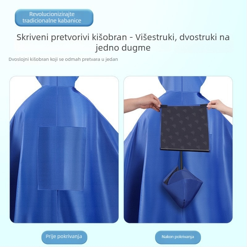 Kišni pončo za električno vozilo s debelim vidljivim instrument pločom, dugačak, cijelo tijelo vodootporan pončo od Oxford platna s PVC premazom, debljina tkanine 0.6, za odrasle, namijenjeno jednoj osobi