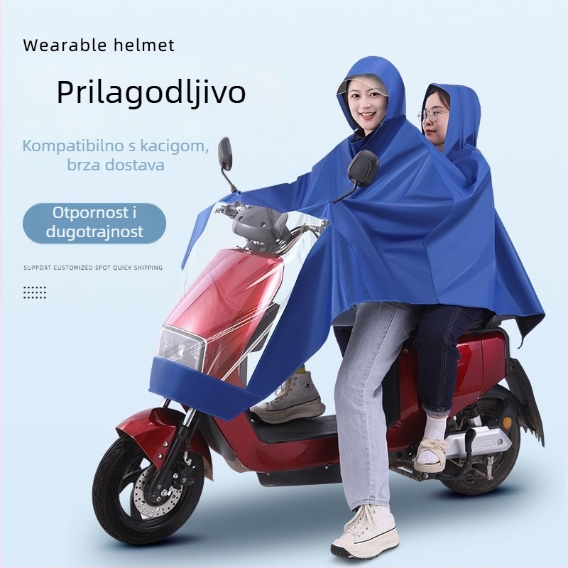 Kišni pončo za električno vozilo s debelim vidljivim instrument pločom, dugačak, cijelo tijelo vodootporan pončo od Oxford platna s PVC premazom, debljina tkanine 0.6, za odrasle, namijenjeno jednoj osobi