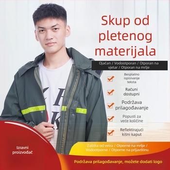 Kišni kaput za odrasle od pletene tkanine, debeli PVC ljepilni sloj, za planinarenje, mogućnost potiske logotipa