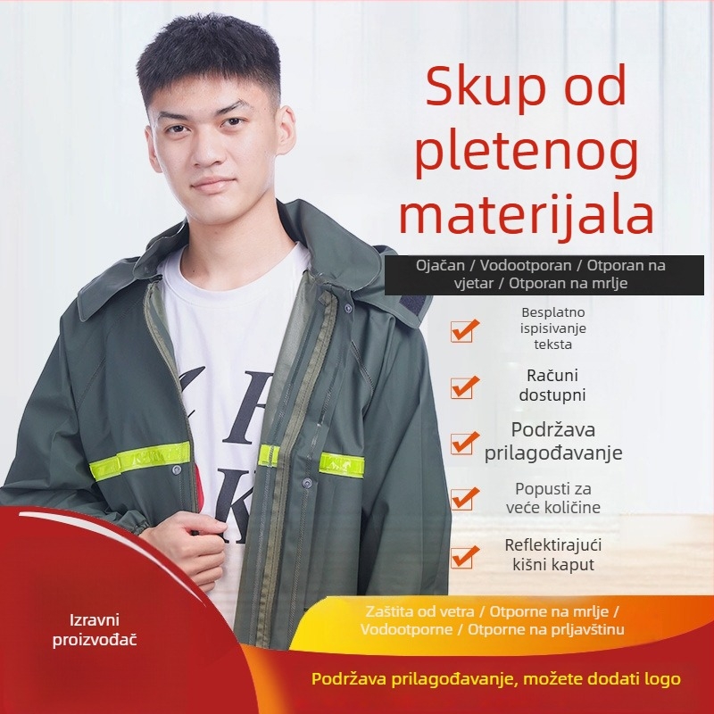 Kišni kaput za odrasle od pletene tkanine, debeli PVC ljepilni sloj, za planinarenje, mogućnost potiske logotipa