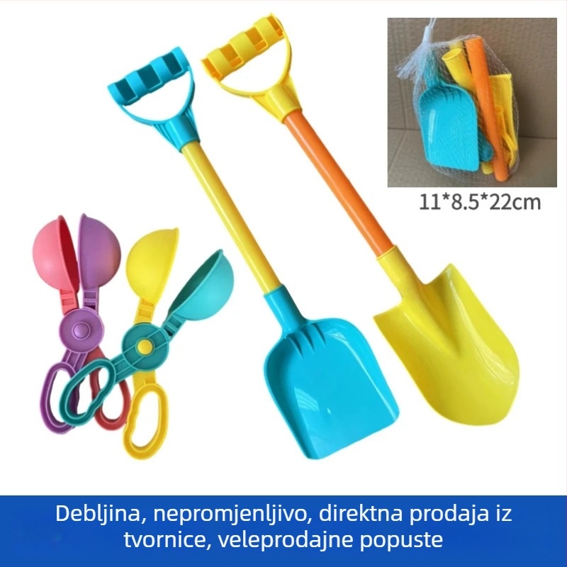 Leche set alata za pijesak na plaži – ojačani plastični lopatice, alati za pijesak, pakiranje mrežastom vrećicom, uzrast 7–14 godina