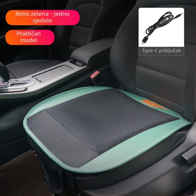 Ventilirajući hlađajući jastuk za automobil s USB ventilatorom, kompatibilnost 12V/24V, za auto, kamion i ured, poliester površina