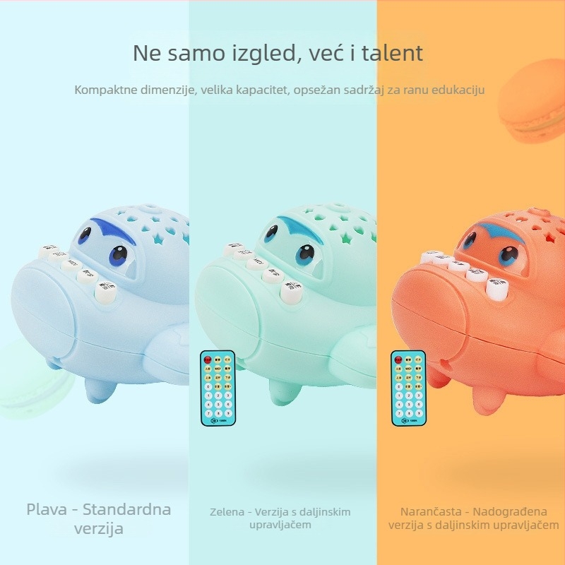 Projekcijska igračka za ranu edukaciju s daljinskim upravljačem, glazbenom pričom i temom malog zrakoplova — plastika, napajanje baterijami, za dojenčad 0–3 godine