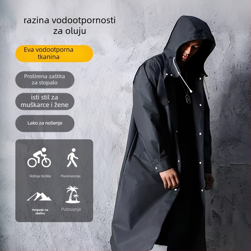 Jednodelni kišni kaput s kapuljom za odrasle, EVA tkanina, debeli materijal, 0.18 mm, poncho stil