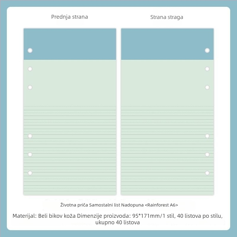 Mr.paper M5 unutarnje stranice bilježnice – papir od drvene celuloze – 10 stranica – kompatibilno s M5 rupama