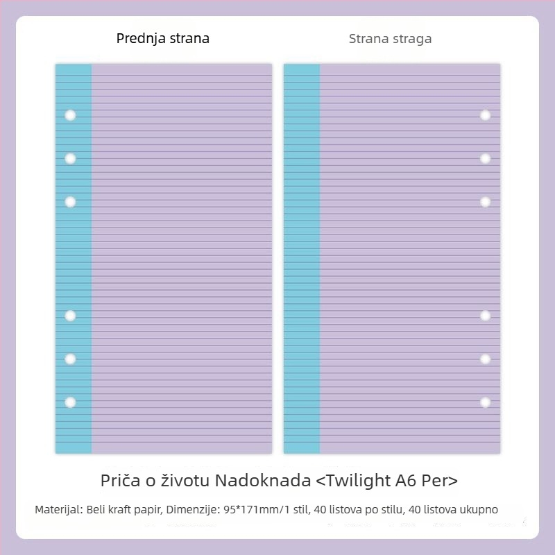 Mr.paper M5 unutarnje stranice bilježnice – papir od drvene celuloze – 10 stranica – kompatibilno s M5 rupama