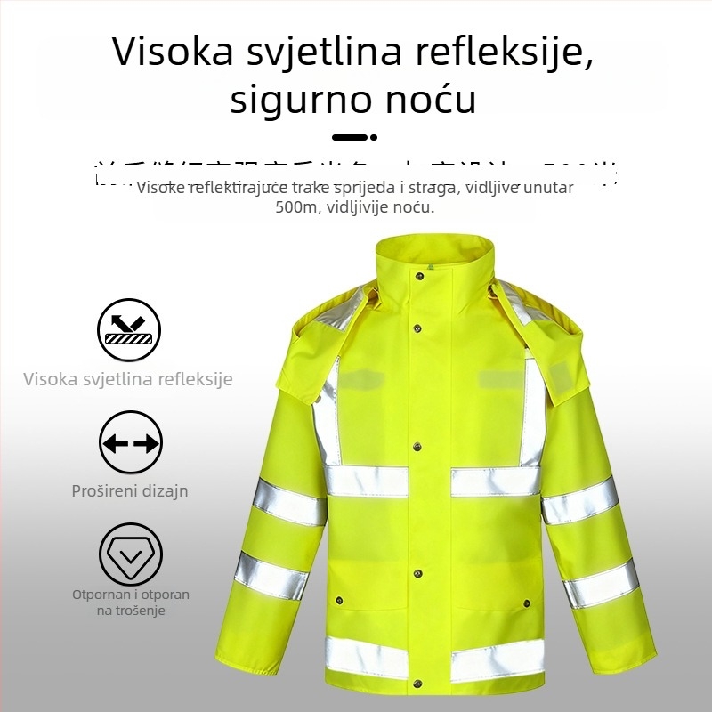 Split kišnog mantila i set hlača za kišu za muškarce, 300D Oxford tkanina, reflektirajući PU, PU ljepilo za vodootporni sloj, šifra proizvoda 8202