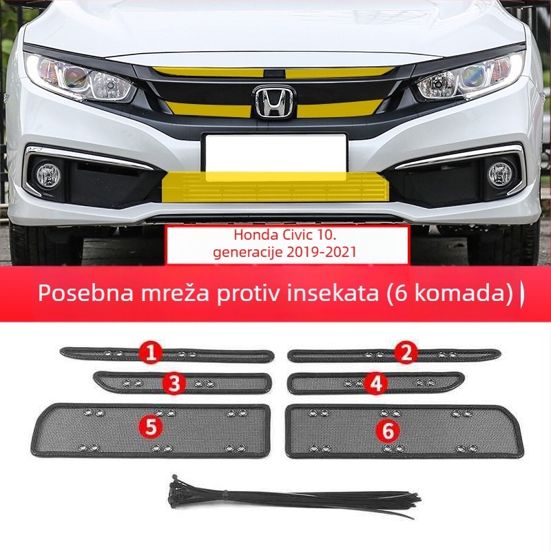 Prednja mreža hladnjaka za Civic 11. generacije – zaštita od insekata, Diamond Silk; otvor 0,2 mm; promjer žice 0,2 mm; radni vijek 20; marka Yuhu