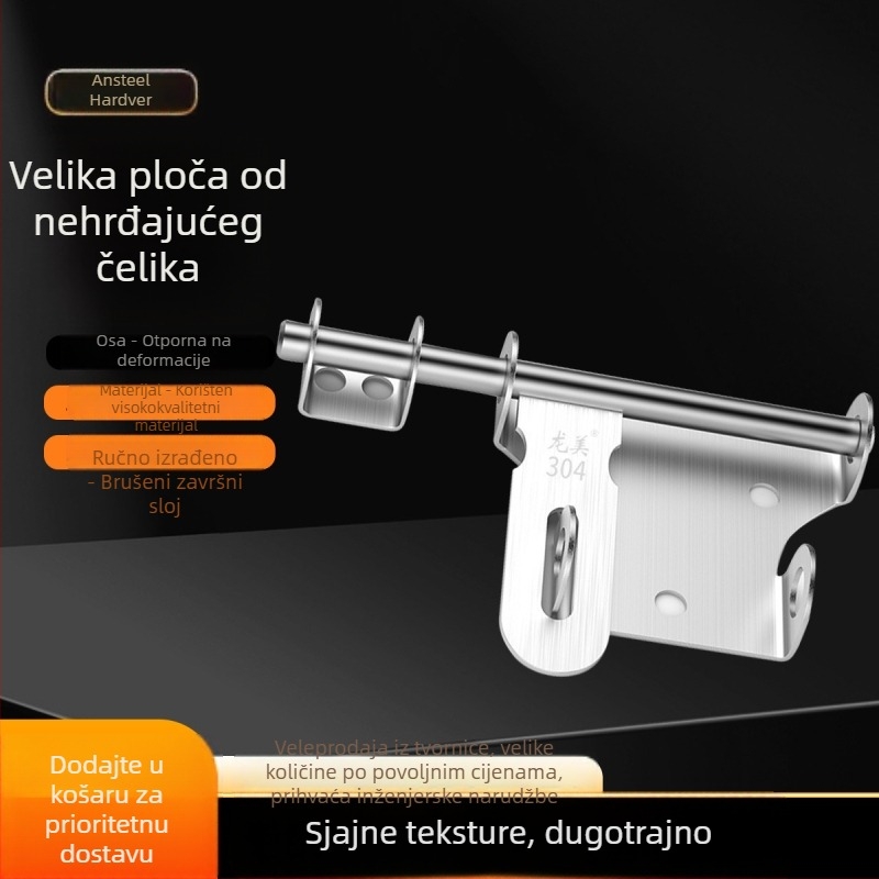 304 nehrđajući čelik – teški latch za vrata, model Small Lock Plate, završna obrada Brushed/Glossy