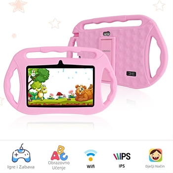 7-inčni Android tablet za djecu, četverojezgreni ARM procesor, 32 GB memorije, IPS zaslon, dvostruka kamera