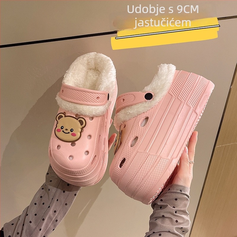 Crocs-stil svadbene sandale, visina povišenja 7-8 cm, debeli potplat, EVA gornji dio i potplat, okrugli vrh, protuklizno