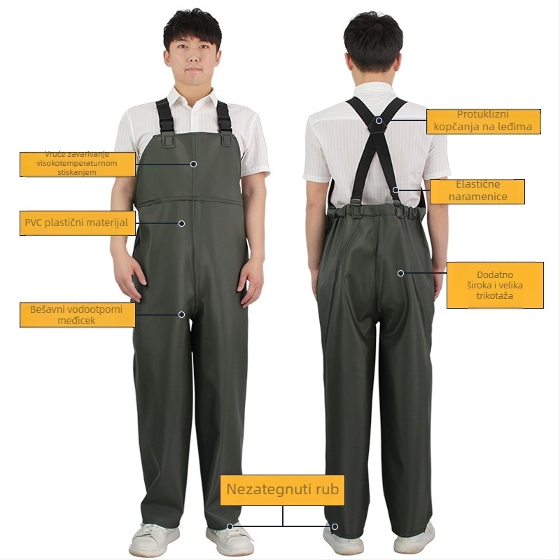 Vodootporno pončo s naramenicama za akvakulturu, PVC sloj 0.45 mm, pleteni materijal, otporan na habanje