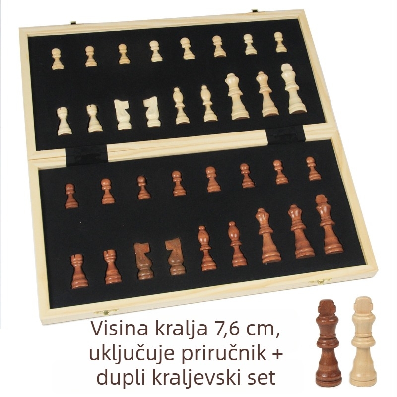 Drvena magnetska sklopiva šahovnica za učenike i odrasle, za natjecanja, visoka kvaliteta