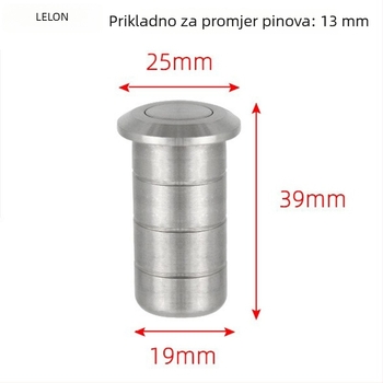 Cijev za zaštitu od prašine za zasun vrata, 304 nehrđajući čelik, brušeni završetak, Ø13 mm čep, model Rda-26