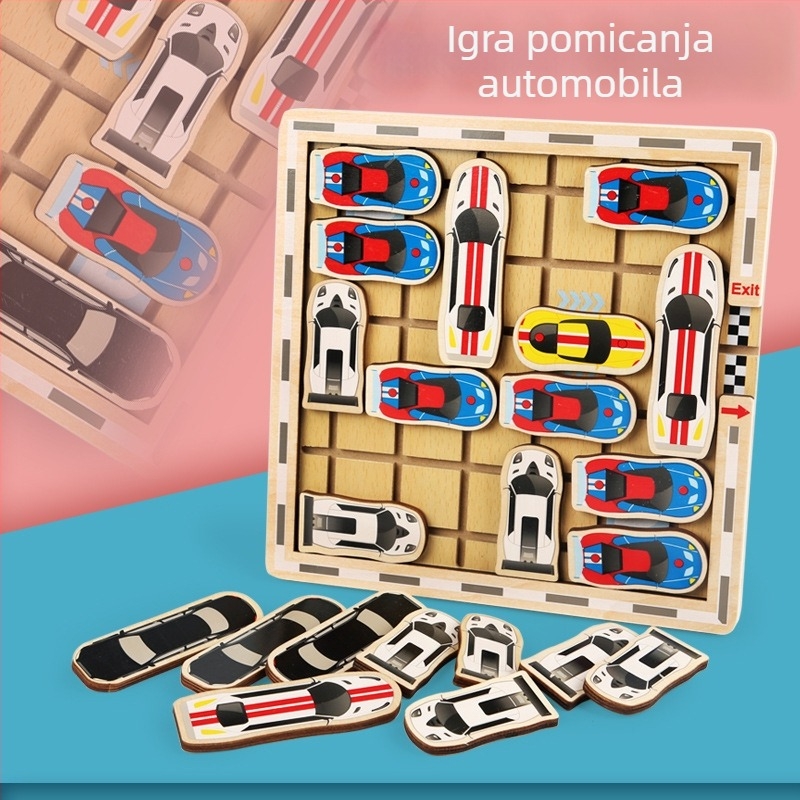 Drveni obrazovni puzzle za logičko razmišljanje, Huarong Dao, prilagodljive uzorke, za djecu 4-6 godina