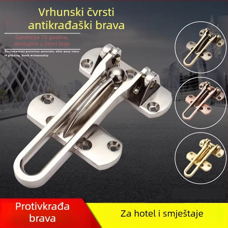 Hotelska protivkrađa brava za vrata, cinkova legura, elektroplatinirana završna obrada, moderni minimalistički dizajn
