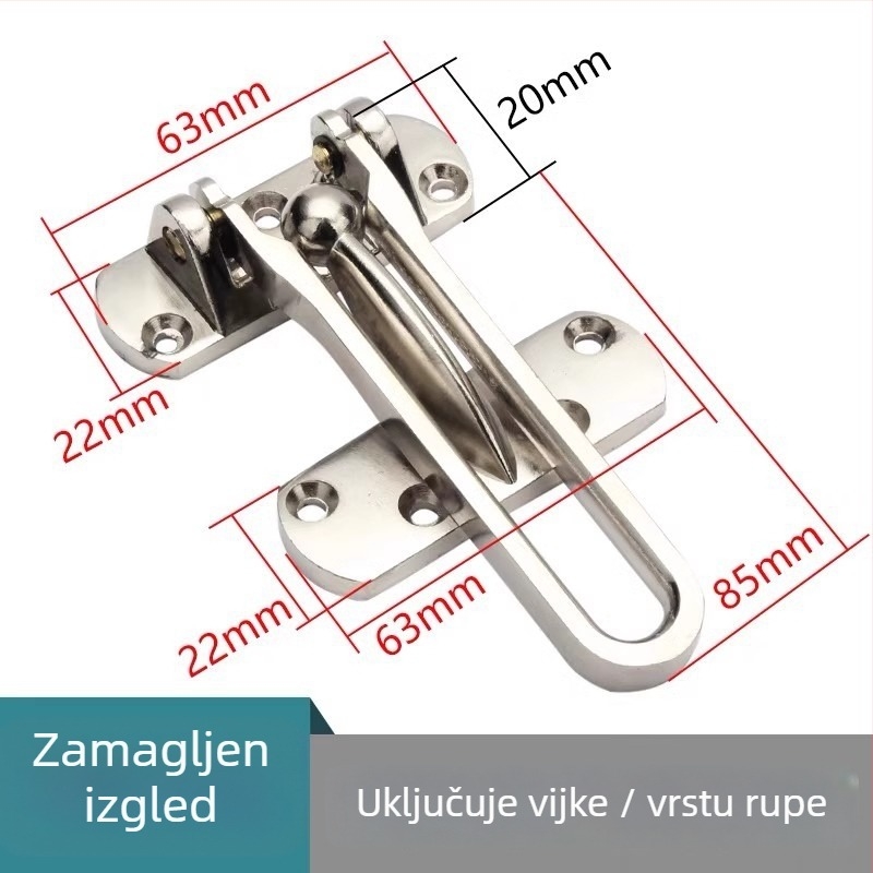 Hotelska protivkrađa brava za vrata, cinkova legura, elektroplatinirana završna obrada, moderni minimalistički dizajn
