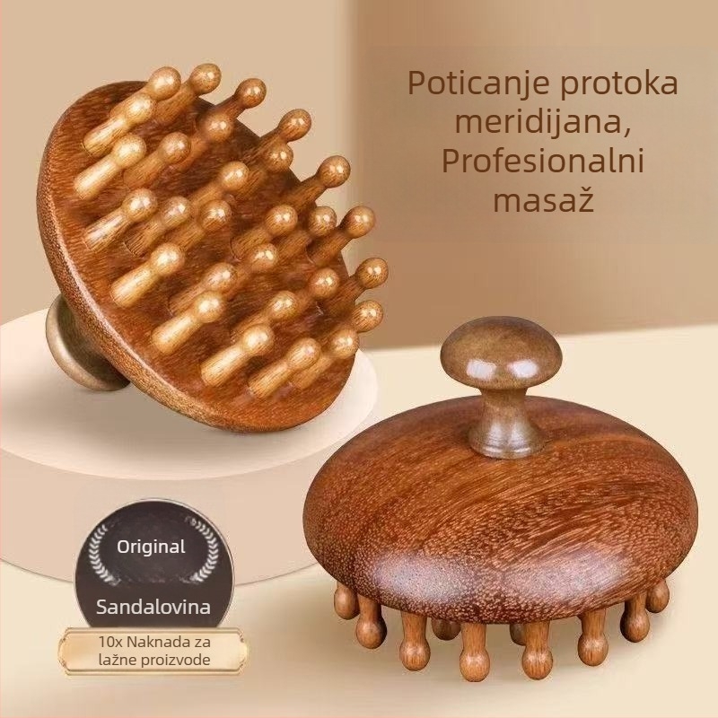 Meridijanski masažni češalj • Kružni drveni češalj za masažu vlasišta • Za korištenje na cijelom tijelu • Podrijetlo: provincija Jiangxi • Prilagodljiv