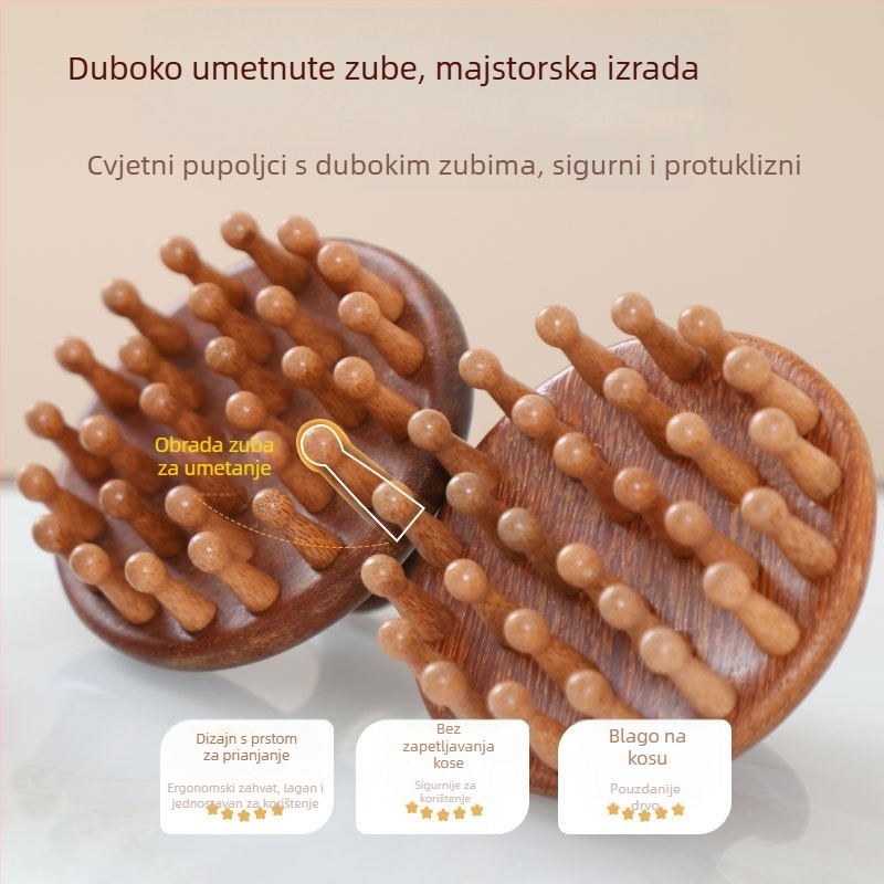 Meridijanski masažni češalj • Kružni drveni češalj za masažu vlasišta • Za korištenje na cijelom tijelu • Podrijetlo: provincija Jiangxi • Prilagodljiv