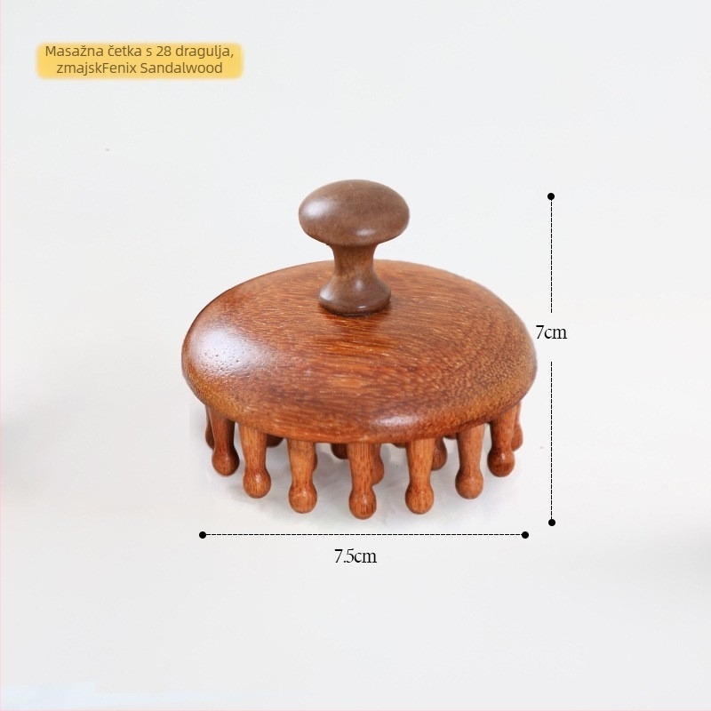Meridijanski masažni češalj • Kružni drveni češalj za masažu vlasišta • Za korištenje na cijelom tijelu • Podrijetlo: provincija Jiangxi • Prilagodljiv