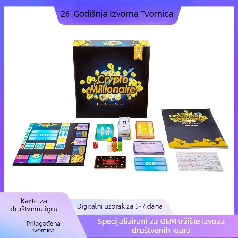 Stolna igra s banknotnim žetonima i kartama – papirnati dijelovi, brend Qinyi, za uzrast 7–35 godina.