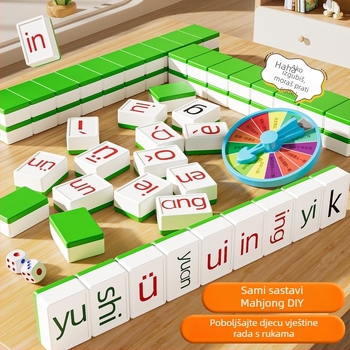 Edukativna dječja društvena igra Mahjong s abecednim slovima, plastična konstrukcija, kategorija šahovske i kartične, DIY sklapanje Mahjong, poticanje intelektualnog razvoja