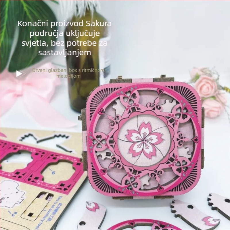 Tanabata drvena DIY mehanička kutija za naušnice – ručno izrađena kutija za dar za prijatelje i partnere