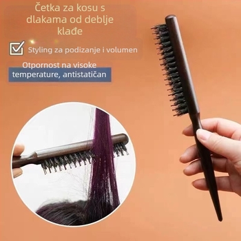 Četka za kosu s tri reda dlaka divljači za stiliziranje i večernje frizure