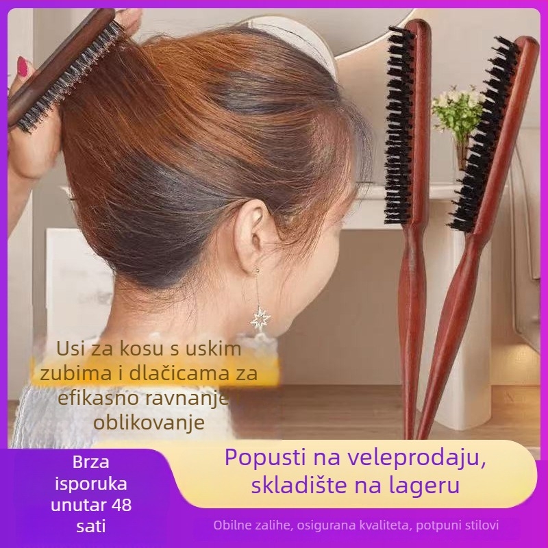 Četka za kosu s tri reda dlaka divljači za stiliziranje i večernje frizure