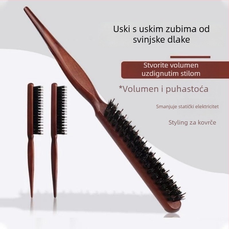 Četka za kosu s tri reda dlaka divljači za stiliziranje i večernje frizure