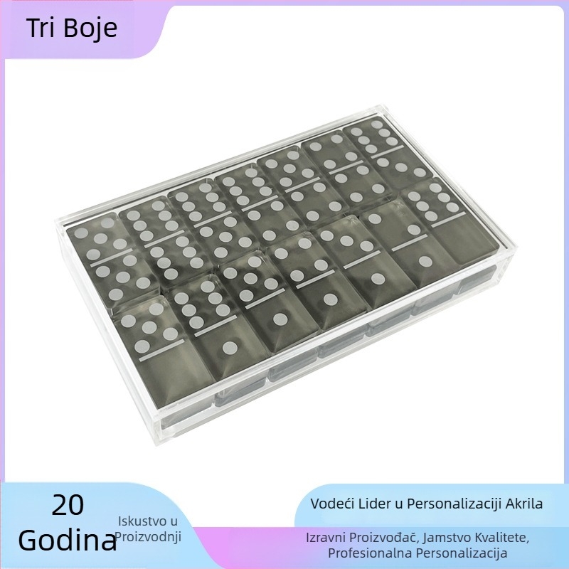 Akrilni domino set – edukativna igra za razvoj mozga, vida i kognitivnih sposobnosti – za uzrast 7–14 godina
