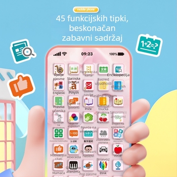 Hongqi Edukativni mobilni telefon za djecu 4–6 godina, punjiv, snimanje, svjetlosni efekti, glazba i glas, emocionalna interakcija