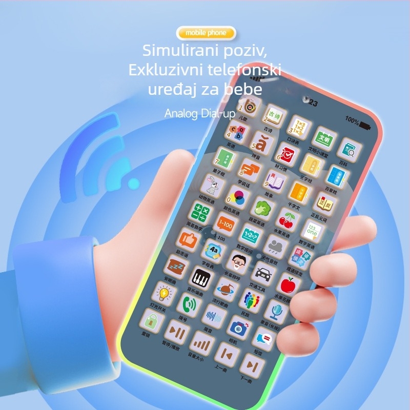 Hongqi Edukativni mobilni telefon za djecu 4–6 godina, punjiv, snimanje, svjetlosni efekti, glazba i glas, emocionalna interakcija