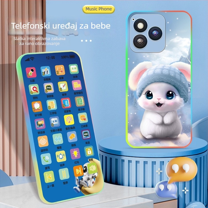 Hongqi Edukativni mobilni telefon za djecu 4–6 godina, punjiv, snimanje, svjetlosni efekti, glazba i glas, emocionalna interakcija