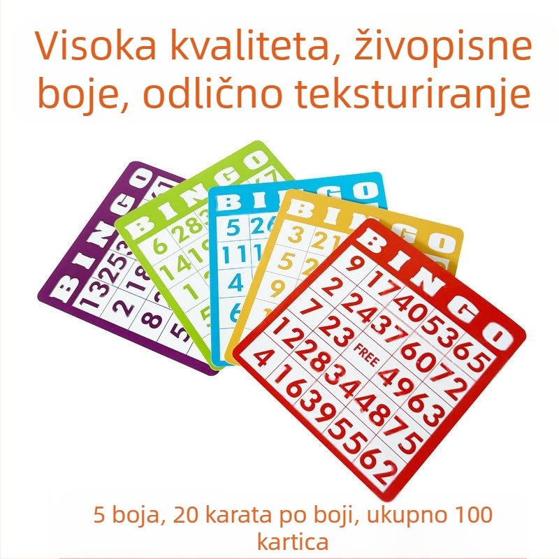 Set karata za igru – 100 papirnatih kartica za interaktivni bingo i društvene igre, za uzrast 7-14 godina