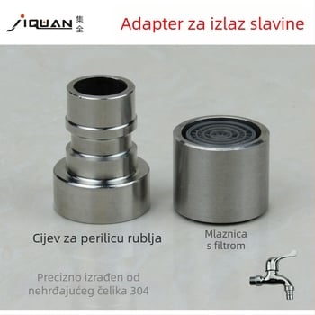 Adapter za vodu perilice – nehrđajući čelik, gumena podloška, vodovodni interfejs, dijelovi za popravak prekidača, moderni minimalistički dizajn