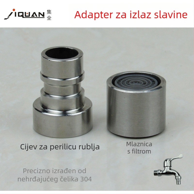 Adapter za vodu perilice – nehrđajući čelik, gumena podloška, vodovodni interfejs, dijelovi za popravak prekidača, moderni minimalistički dizajn