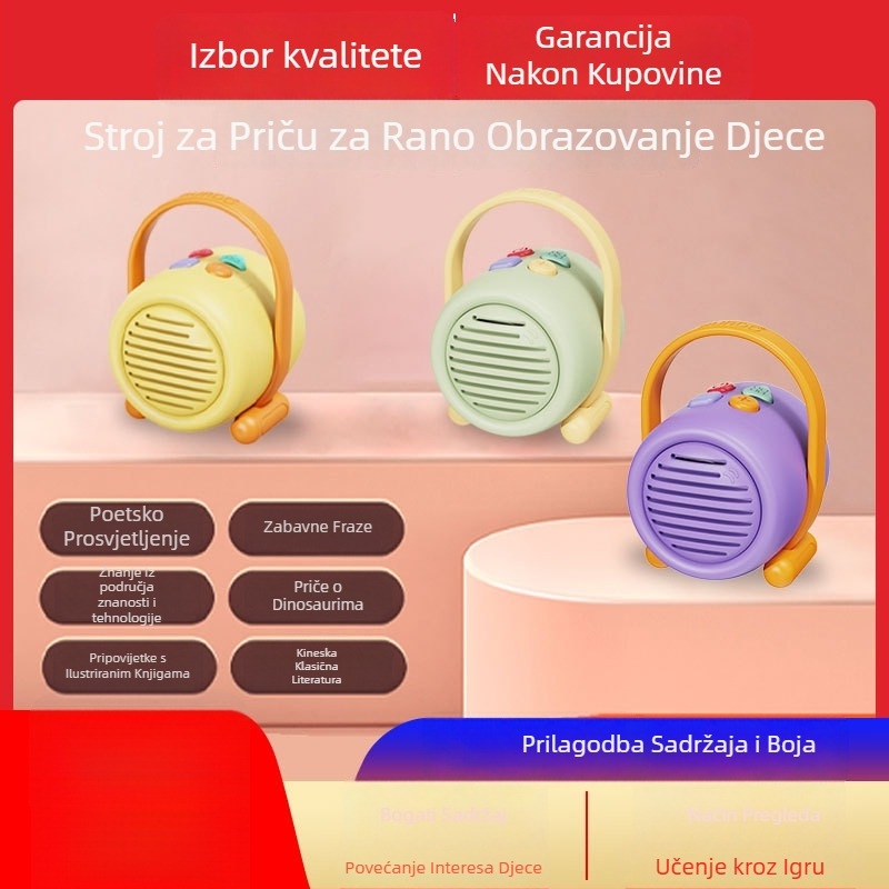 Predškolska priča-mašina s Bluetoothom i MP3 reprodukcijom (punjiva LiPo baterija; 2–4 GB memorije; djeca 4–6 godina)