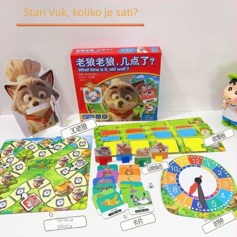Old Wolf, Old Wolf, What Time Is It? Stolna igra s kartama za obitelj – edukativna, papirnata; Kategorija: Karte za stolnu igru; Dob: 4–14 godina